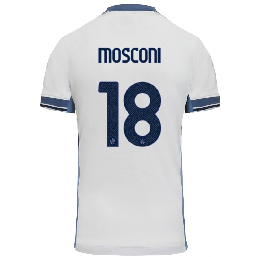 Danxen Mujer Camiseta Mattia Mosconi #18 Blanco Gris 2ª Equipación 2024/25 La Camisa México