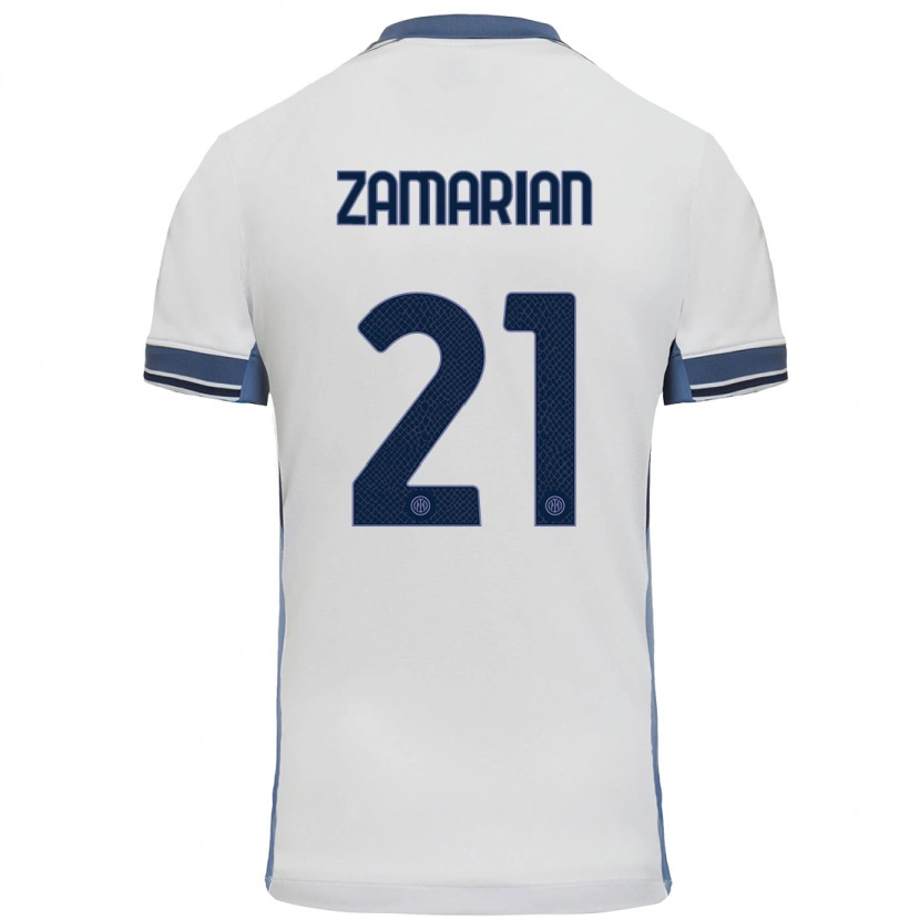 Danxen Mujer Camiseta Matteo Zamarian #21 Blanco Gris 2ª Equipación 2024/25 La Camisa México