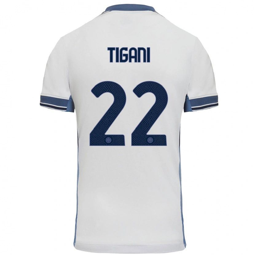 Danxen Mujer Camiseta Edoardo Tigani #22 Blanco Gris 2ª Equipación 2024/25 La Camisa México