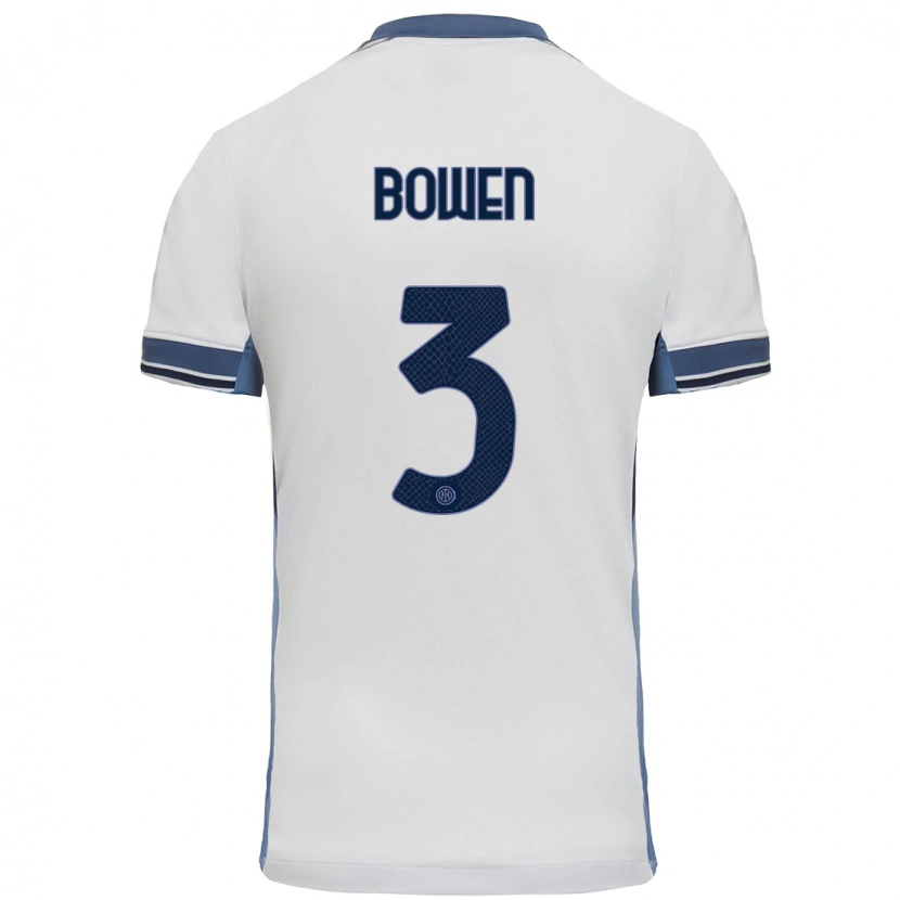 Danxen Mujer Camiseta Katie Bowen #3 Blanco Gris 2ª Equipación 2024/25 La Camisa México