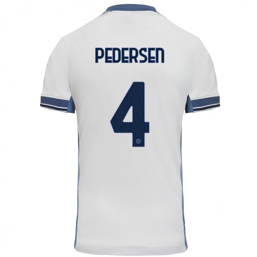 Danxen Mujer Camiseta Sofie Junge Pedersen #4 Blanco Gris 2ª Equipación 2024/25 La Camisa México