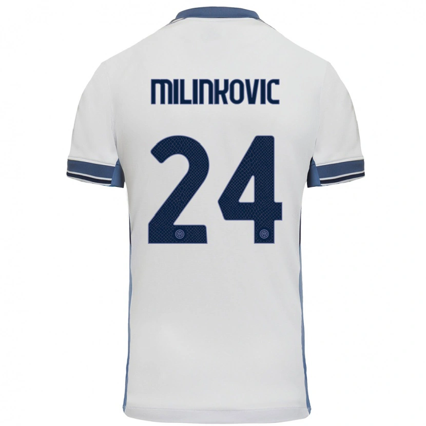 Danxen Mujer Camiseta Marija Milinković #24 Blanco Gris 2ª Equipación 2024/25 La Camisa México