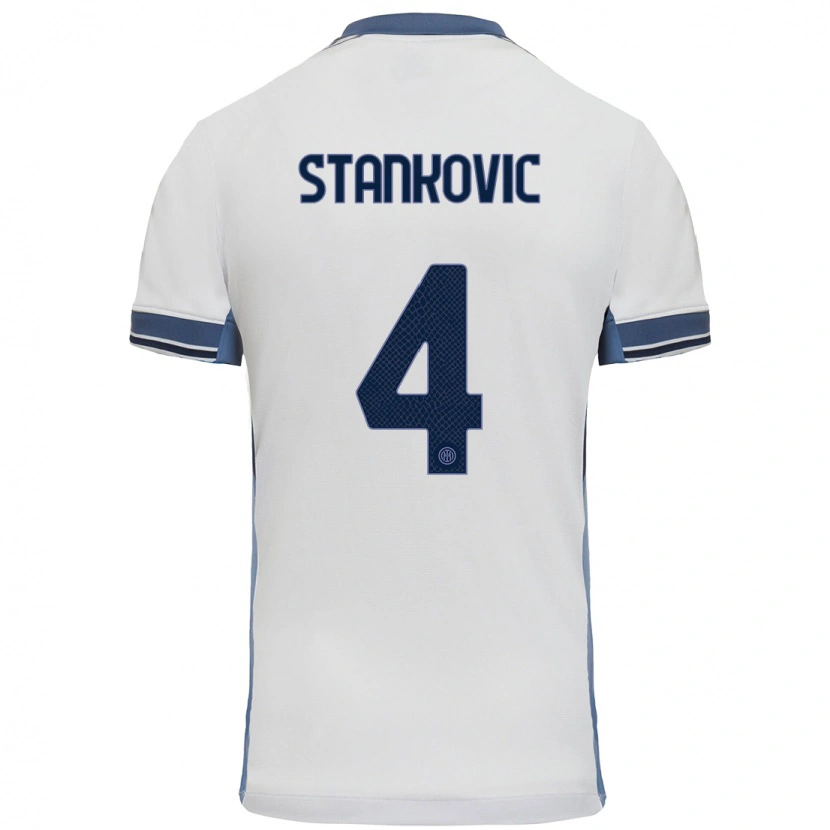 Danxen Mujer Camiseta Aleksandar Stankovic #4 Blanco Gris 2ª Equipación 2024/25 La Camisa México