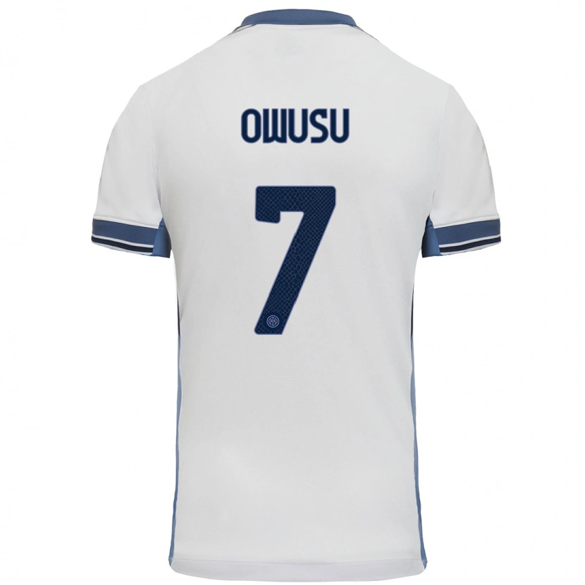 Danxen Mujer Camiseta Enoch Owusu #7 Blanco Gris 2ª Equipación 2024/25 La Camisa México