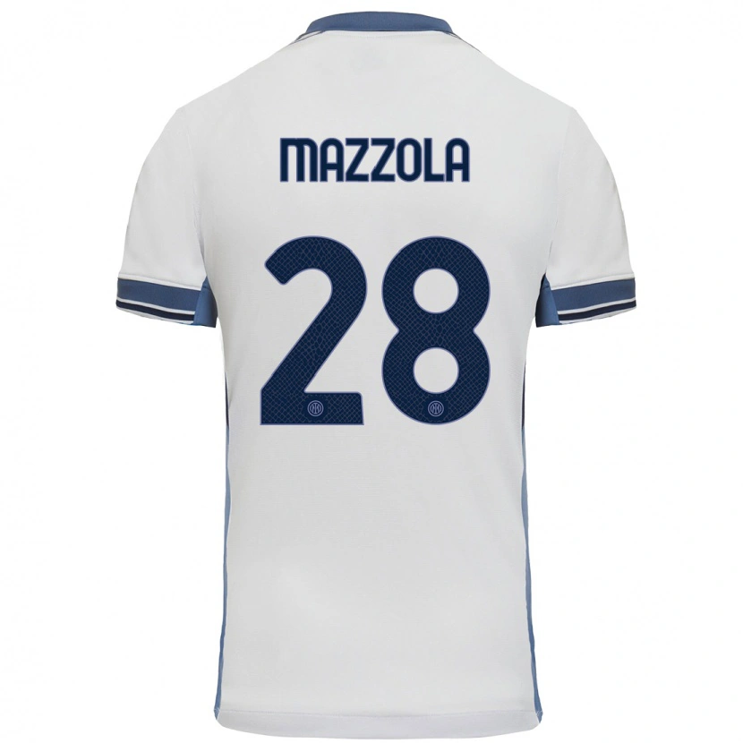 Danxen Mujer Camiseta Giuseppe Mazzola #28 Blanco Gris 2ª Equipación 2024/25 La Camisa México
