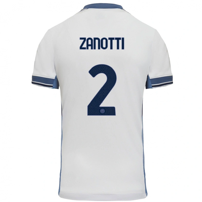 Danxen Mujer Camiseta Mattia Zanotti #2 Blanco Gris 2ª Equipación 2024/25 La Camisa México