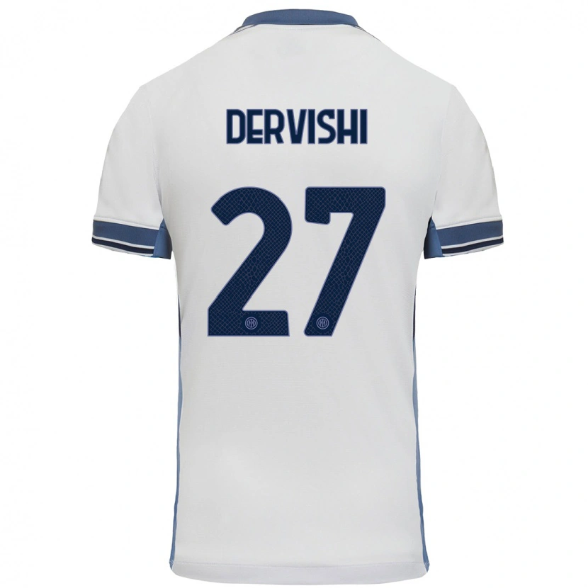 Danxen Mujer Camiseta Kristian Dervishi #27 Blanco Gris 2ª Equipación 2024/25 La Camisa México