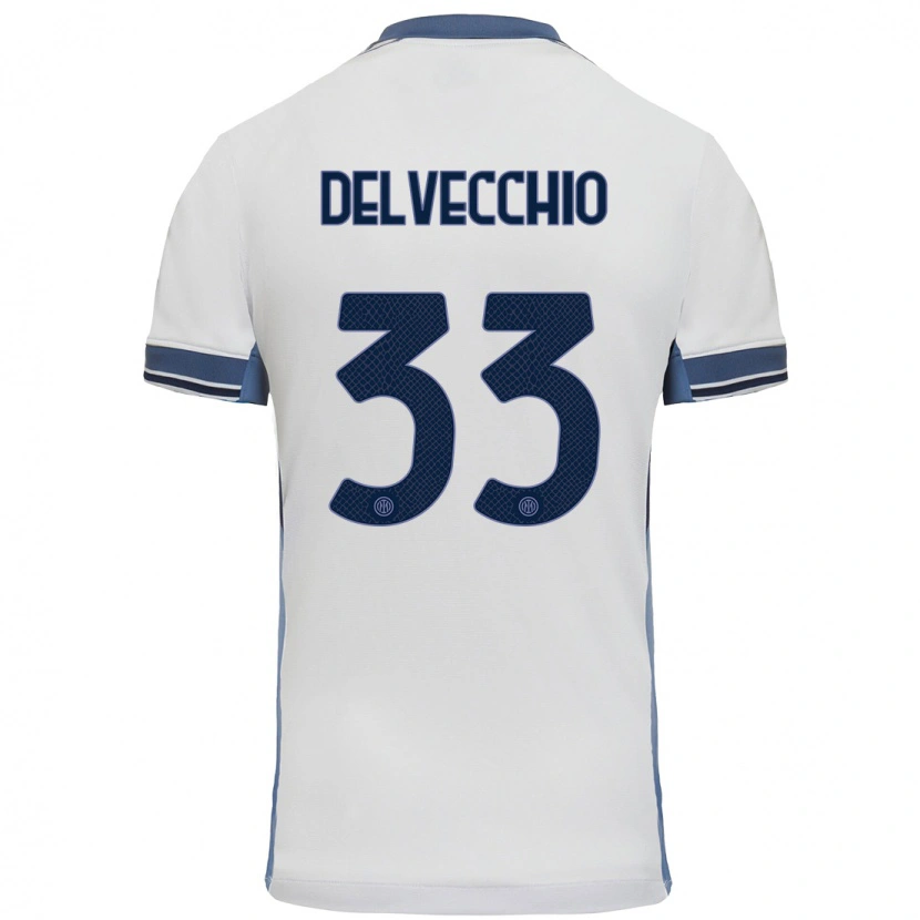 Danxen Mujer Camiseta Gabriele Delvecchio #33 Blanco Gris 2ª Equipación 2024/25 La Camisa México