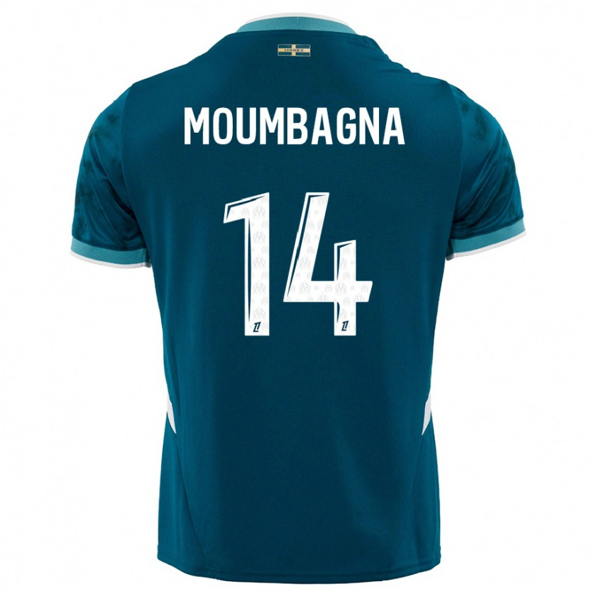 Danxen Mujer Camiseta Faris Moumbagna #14 Azul Turquesa 2ª Equipación 2024/25 La Camisa México