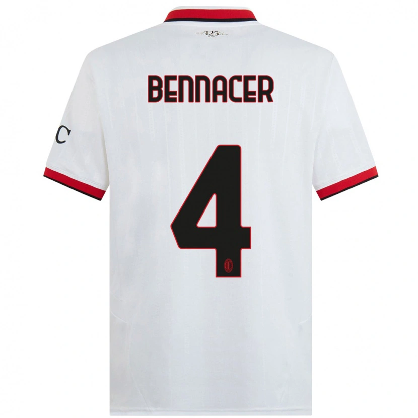 Danxen Mujer Camiseta Ismaël Bennacer #4 Blanco Negro Rojo 2ª Equipación 2024/25 La Camisa México
