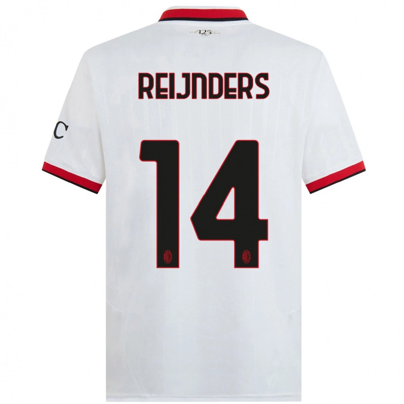 Danxen Mujer Camiseta Tijjani Reijnders #14 Blanco Negro Rojo 2ª Equipación 2024/25 La Camisa México