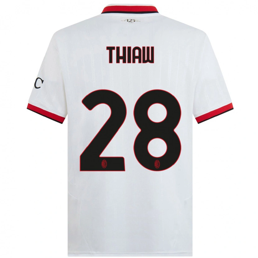 Danxen Mujer Camiseta Malick Thiaw #28 Blanco Negro Rojo 2ª Equipación 2024/25 La Camisa México