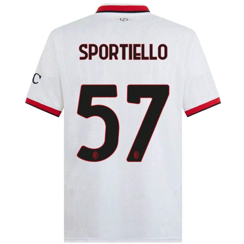 Danxen Mujer Camiseta Marco Sportiello #57 Blanco Negro Rojo 2ª Equipación 2024/25 La Camisa México
