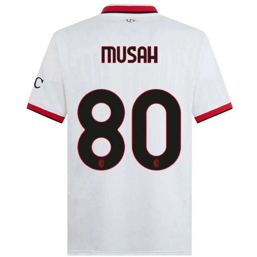Danxen Mujer Camiseta Yunus Musah #80 Blanco Negro Rojo 2ª Equipación 2024/25 La Camisa México