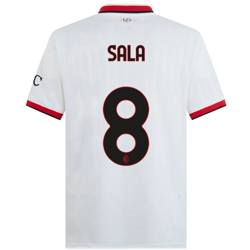 Danxen Mujer Camiseta Emanuele Sala #8 Blanco Negro Rojo 2ª Equipación 2024/25 La Camisa México