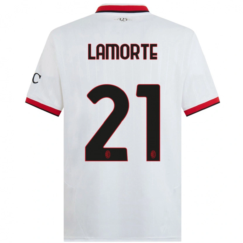 Danxen Mujer Camiseta Alessandro Lamorte #21 Blanco Negro Rojo 2ª Equipación 2024/25 La Camisa México