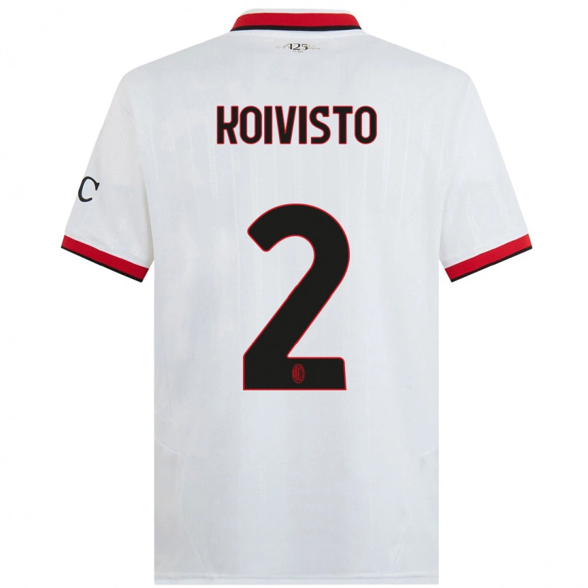 Danxen Mujer Camiseta Emma Koivisto #2 Blanco Negro Rojo 2ª Equipación 2024/25 La Camisa México