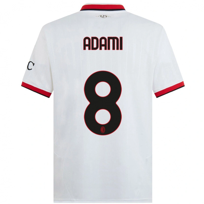 Danxen Mujer Camiseta Greta Adami #8 Blanco Negro Rojo 2ª Equipación 2024/25 La Camisa México