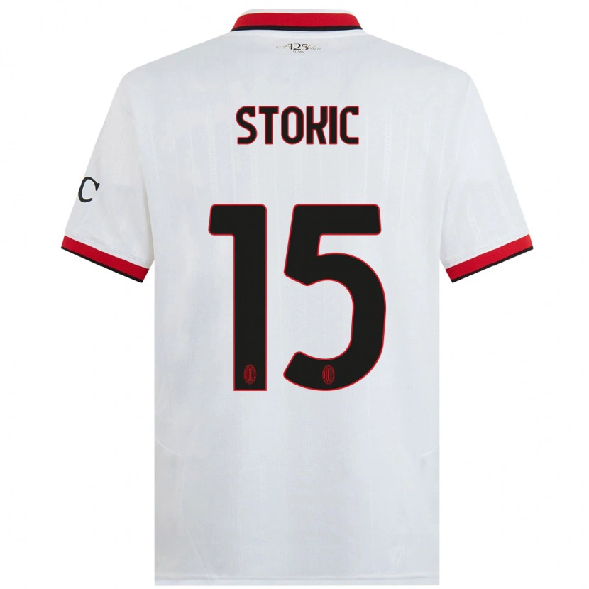 Danxen Mujer Camiseta Sara Stokić #15 Blanco Negro Rojo 2ª Equipación 2024/25 La Camisa México