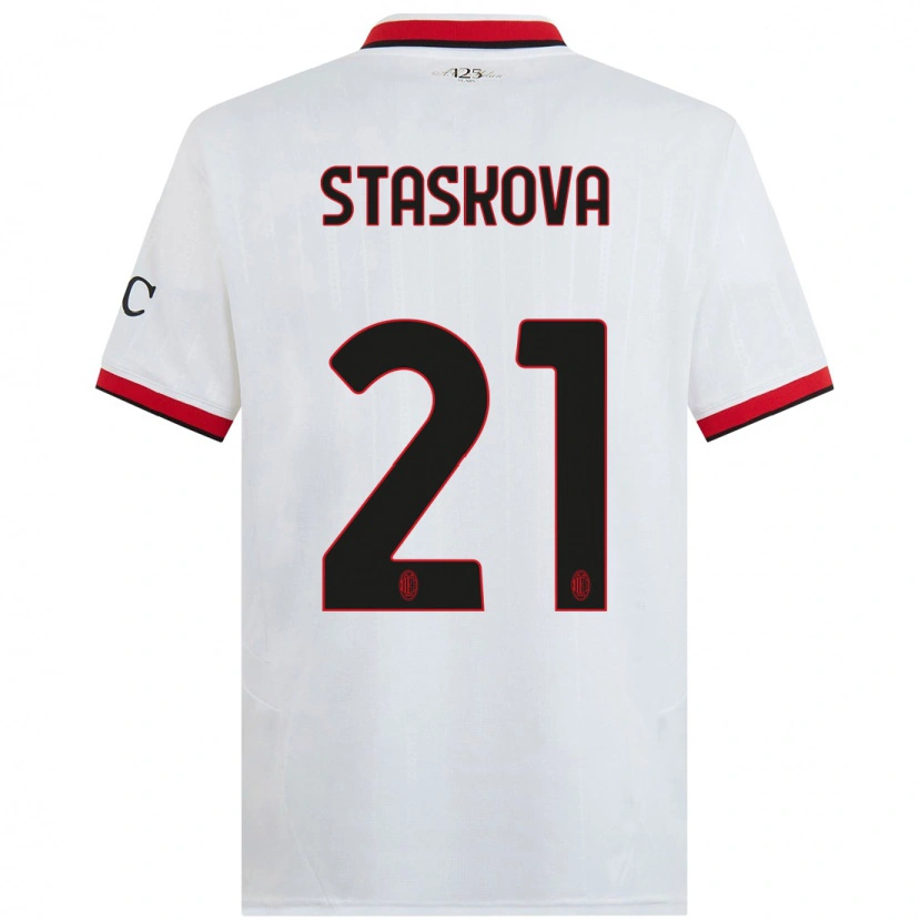 Danxen Mujer Camiseta Andrea Stašková #21 Blanco Negro Rojo 2ª Equipación 2024/25 La Camisa México