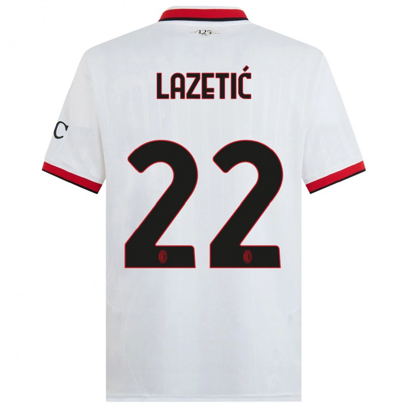 Danxen Mujer Camiseta Marko Lazetic #22 Blanco Negro Rojo 2ª Equipación 2024/25 La Camisa México