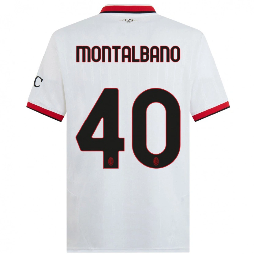 Danxen Mujer Camiseta Nicolo Montalbano #40 Blanco Negro Rojo 2ª Equipación 2024/25 La Camisa México