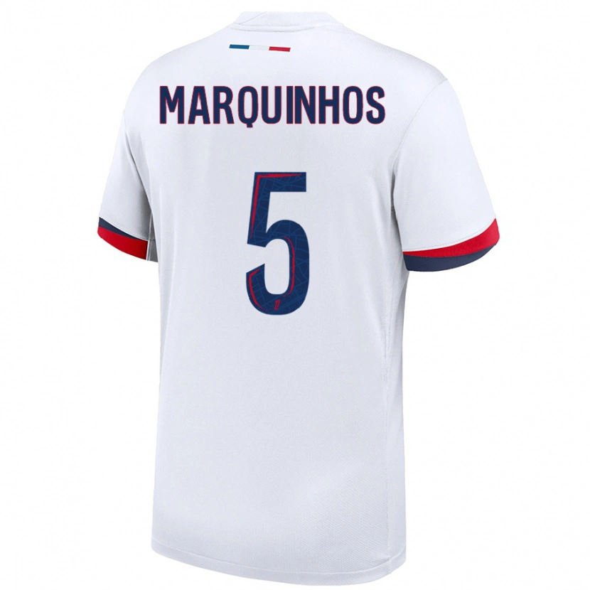 Danxen Mujer Camiseta Marquinhos #5 Blanco Azul Rojo 2ª Equipación 2024/25 La Camisa México