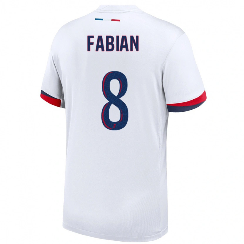Danxen Mujer Camiseta Fabián Ruiz #8 Blanco Azul Rojo 2ª Equipación 2024/25 La Camisa México