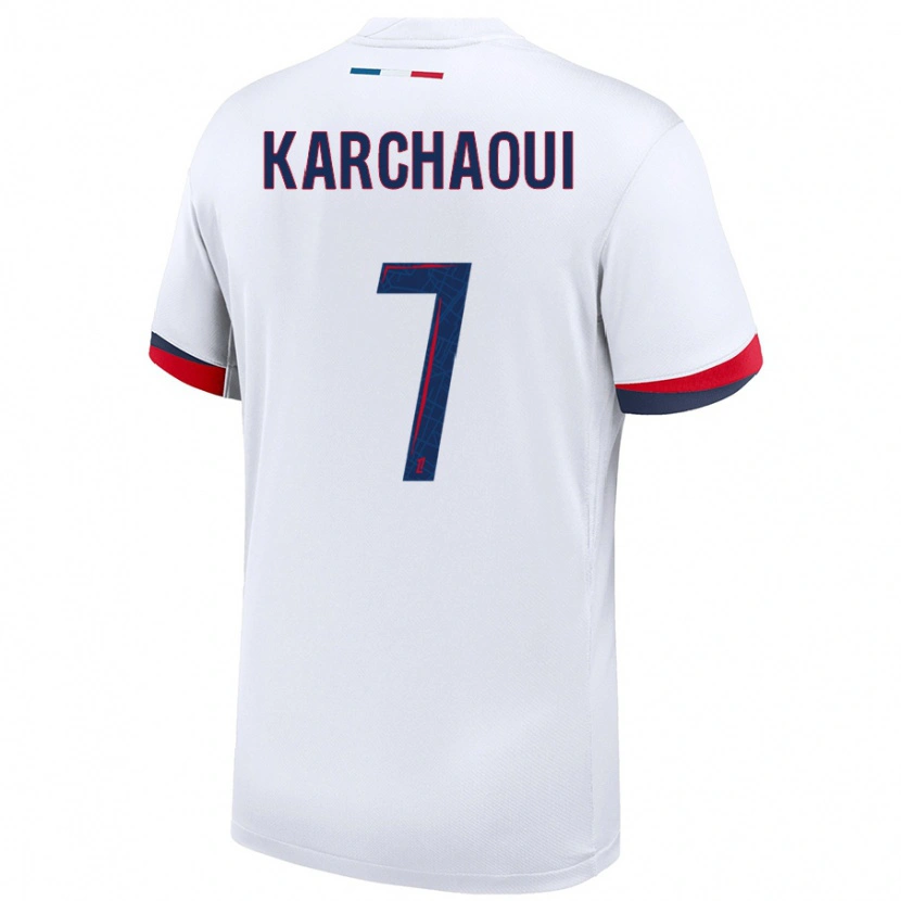 Danxen Mujer Camiseta Sakina Karchaoui #7 Blanco Azul Rojo 2ª Equipación 2024/25 La Camisa México
