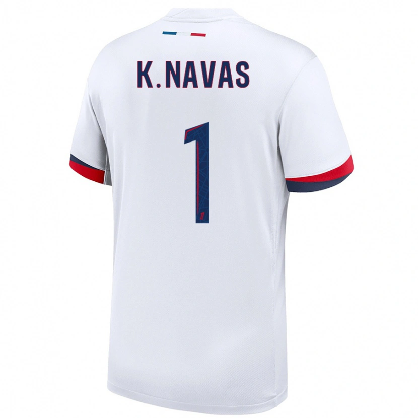 Danxen Mujer Camiseta Keylor Navas #1 Blanco Azul Rojo 2ª Equipación 2024/25 La Camisa México