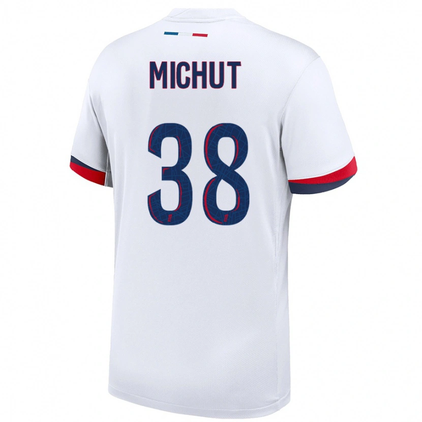 Danxen Mujer Camiseta Edouard Michut #38 Blanco Azul Rojo 2ª Equipación 2024/25 La Camisa México