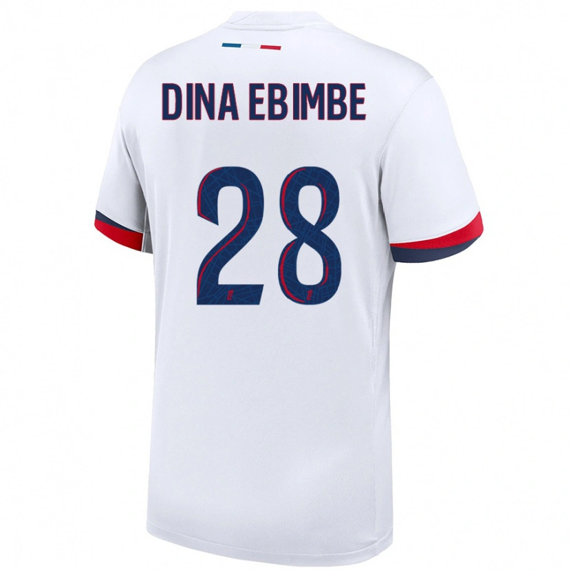 Danxen Mujer Camiseta Eric Junior Dina Ebimbe #28 Blanco Azul Rojo 2ª Equipación 2024/25 La Camisa México