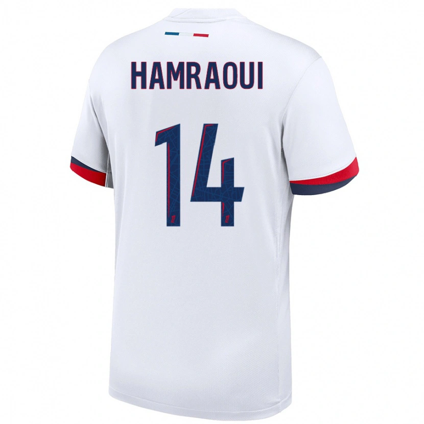 Danxen Mujer Camiseta Kheira Hamraoui #14 Blanco Azul Rojo 2ª Equipación 2024/25 La Camisa México