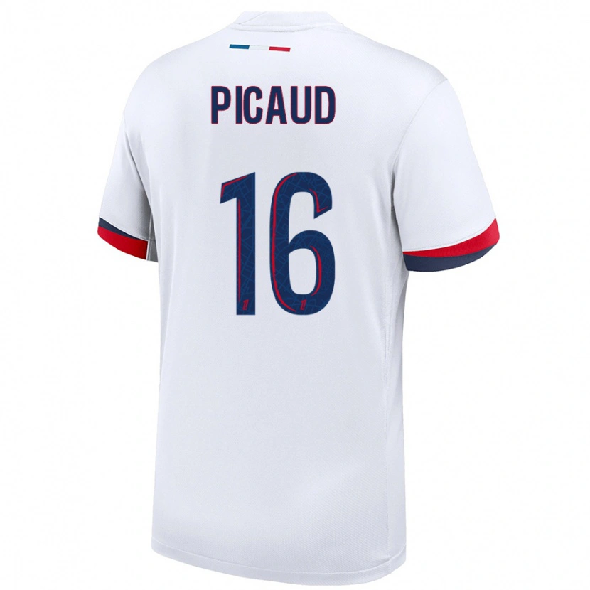 Danxen Mujer Camiseta Constance Picaud #16 Blanco Azul Rojo 2ª Equipación 2024/25 La Camisa México