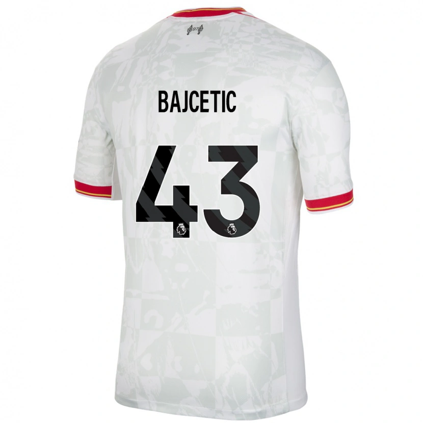 Danxen Mujer Camiseta Stefan Bajcetic #43 Blanco Rojo Negro Equipación Tercera 2024/25 La Camisa México