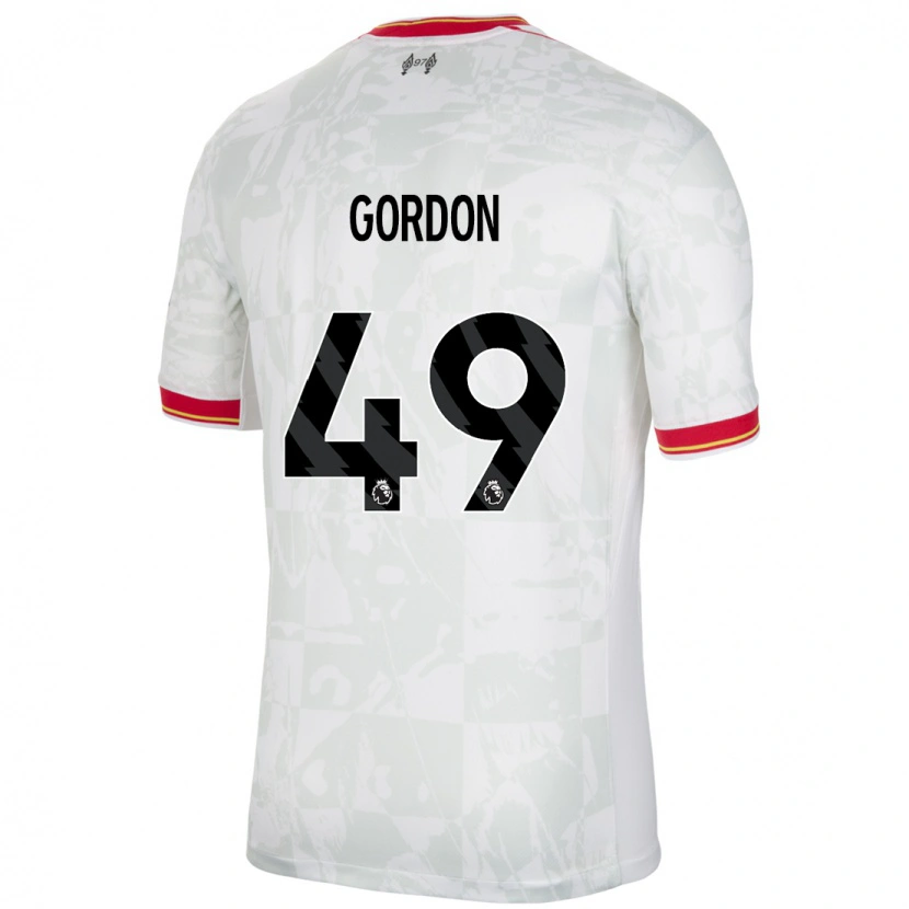 Danxen Mujer Camiseta Kaide Gordon #49 Blanco Rojo Negro Equipación Tercera 2024/25 La Camisa México