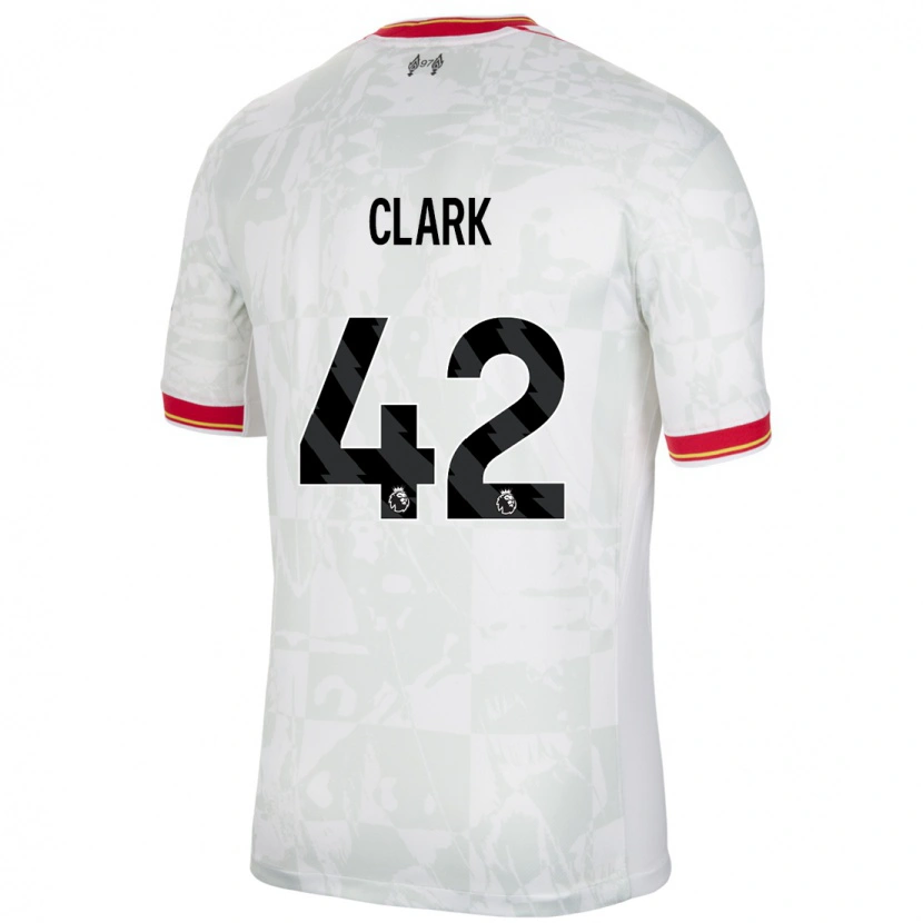 Danxen Mujer Camiseta Bobby Clark #42 Blanco Rojo Negro Equipación Tercera 2024/25 La Camisa México