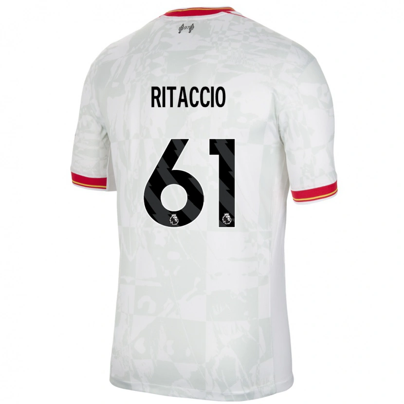 Danxen Mujer Camiseta Matteo Ritaccio #61 Blanco Rojo Negro Equipación Tercera 2024/25 La Camisa México