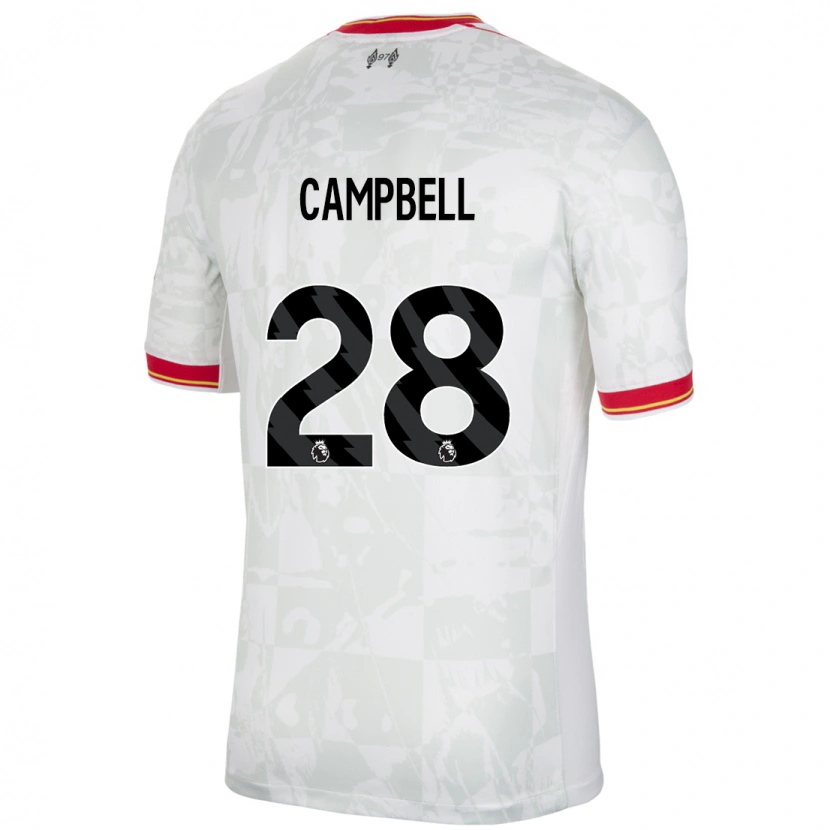 Danxen Mujer Camiseta Megan Campbell #28 Blanco Rojo Negro Equipación Tercera 2024/25 La Camisa México