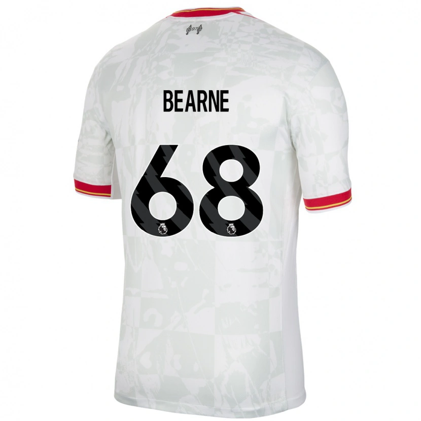 Danxen Mujer Camiseta Jack Bearne #68 Blanco Rojo Negro Equipación Tercera 2024/25 La Camisa México