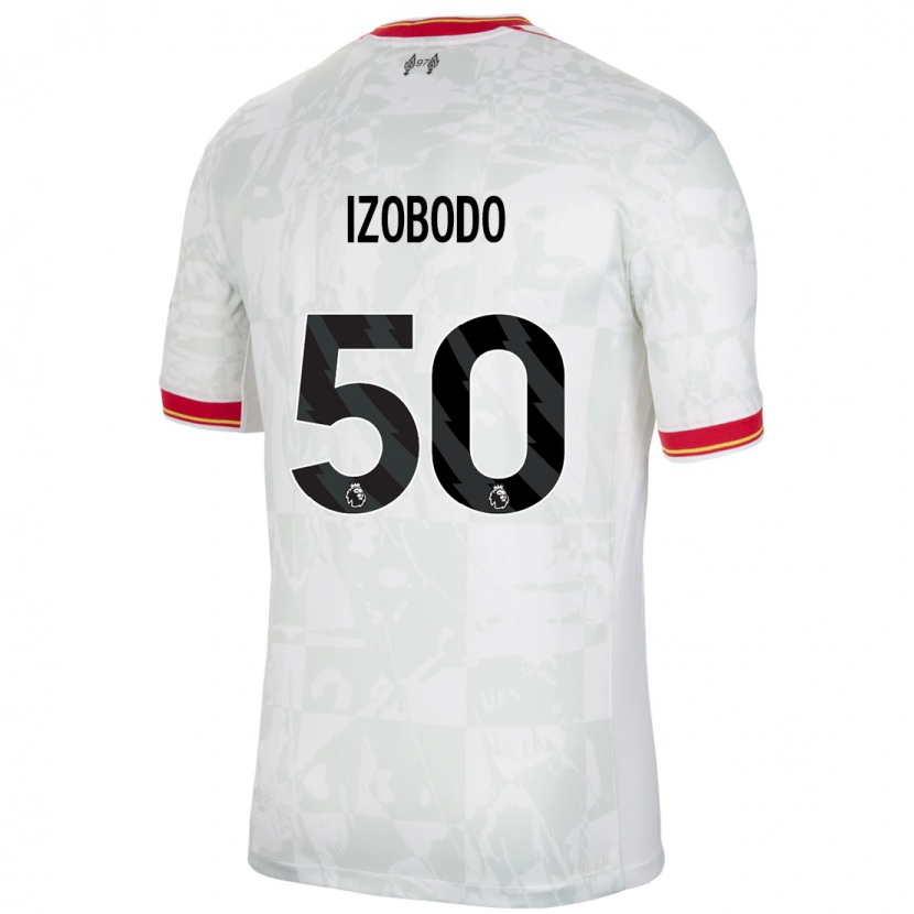Danxen Mujer Camiseta Elijah Izobodo John #50 Blanco Rojo Negro Equipación Tercera 2024/25 La Camisa México