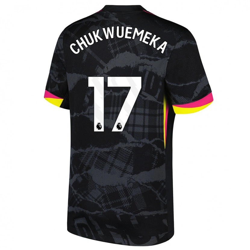 Danxen Mujer Camiseta Carney Chukwuemeka #17 Negro Rosa Equipación Tercera 2024/25 La Camisa México