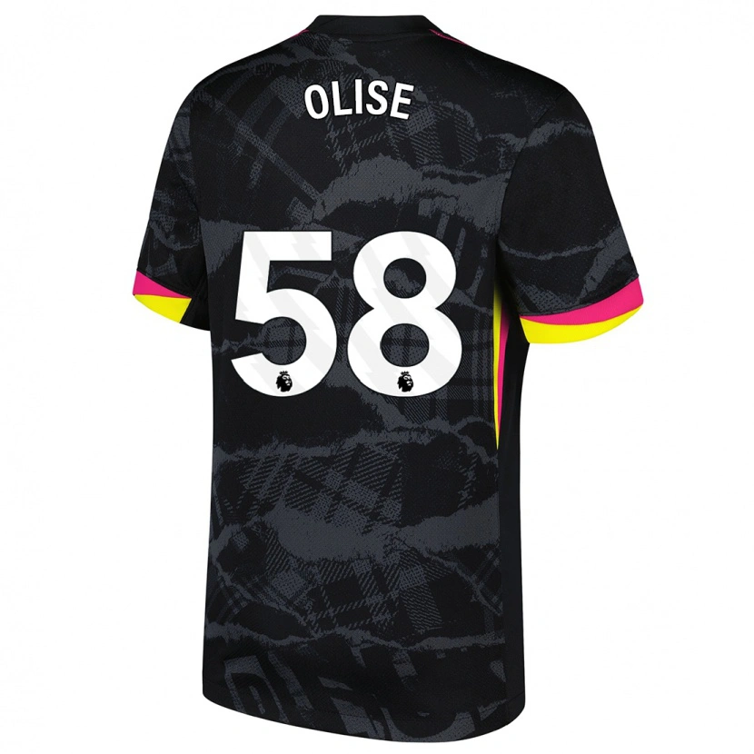 Danxen Mujer Camiseta Richard Olise #58 Negro Rosa Equipación Tercera 2024/25 La Camisa México