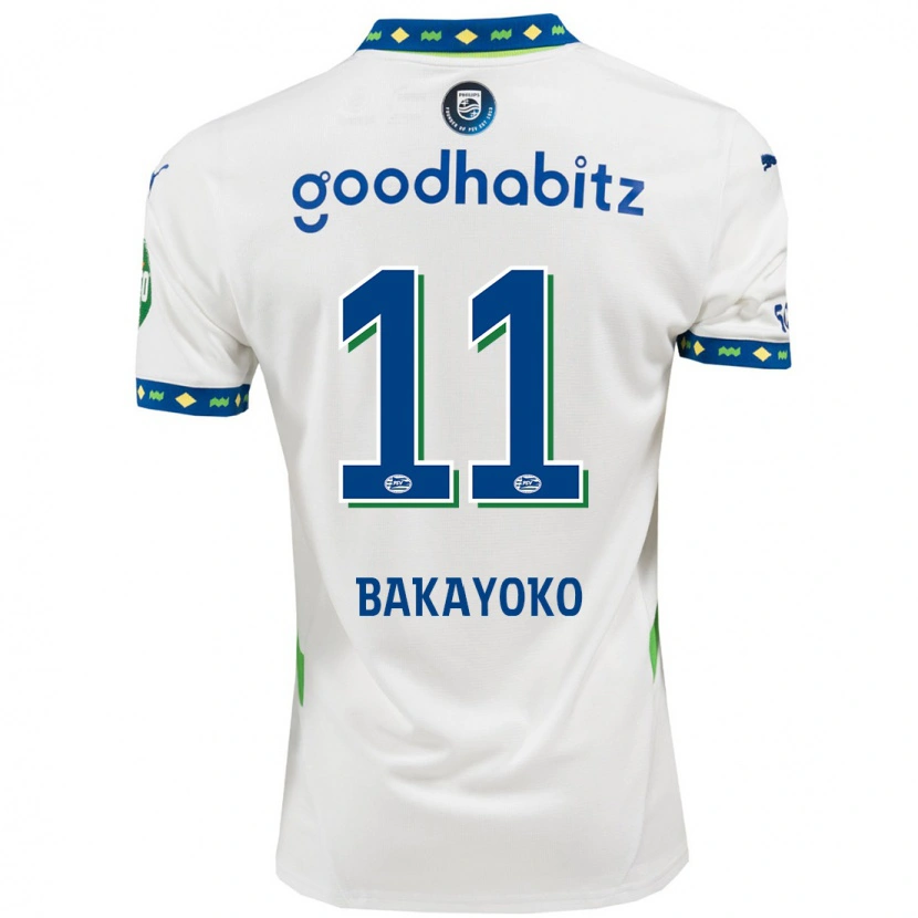 Danxen Mujer Camiseta Johan Bakayoko #11 Blanco Azul Oscuro Equipación Tercera 2024/25 La Camisa México