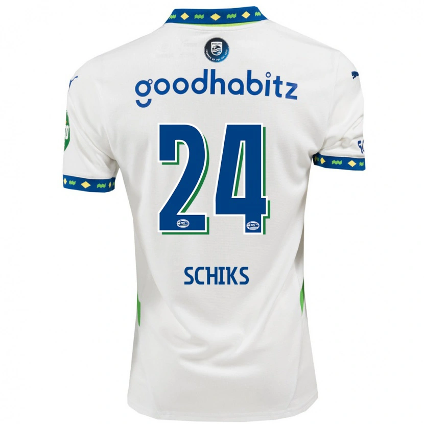 Danxen Mujer Camiseta Niek Schiks #24 Blanco Azul Oscuro Equipación Tercera 2024/25 La Camisa México