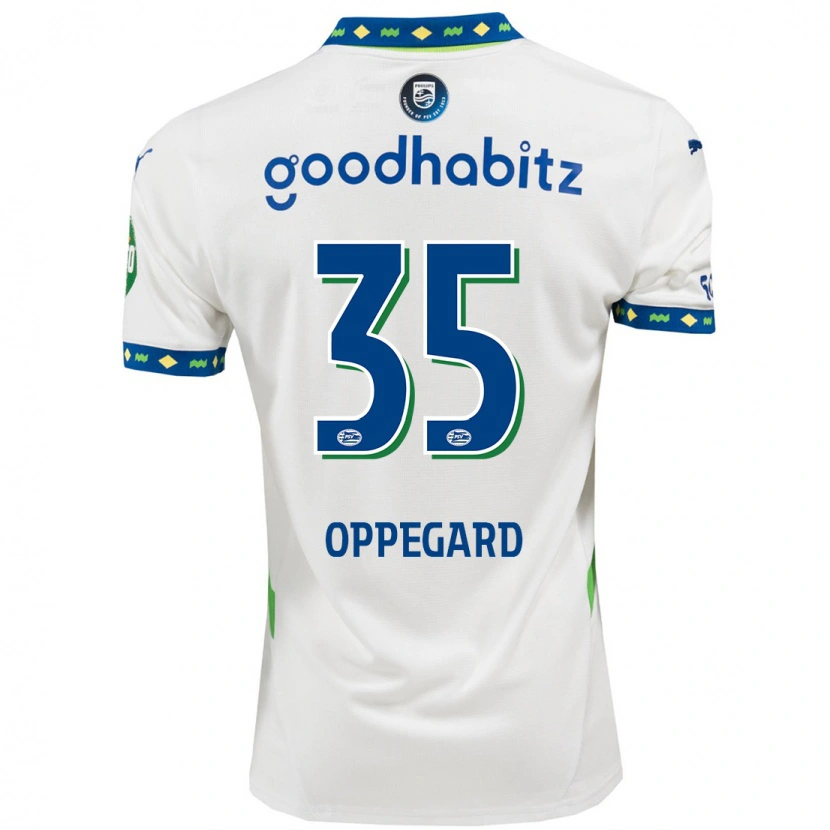Danxen Mujer Camiseta Fredrik Oppegård #35 Blanco Azul Oscuro Equipación Tercera 2024/25 La Camisa México