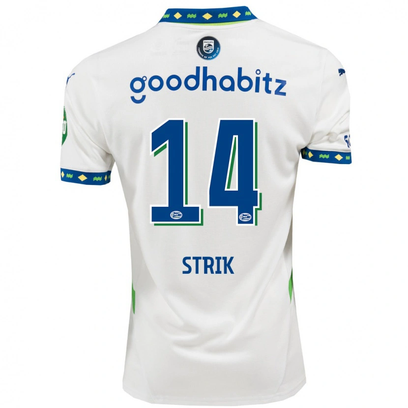 Danxen Mujer Camiseta Laura Strik #14 Blanco Azul Oscuro Equipación Tercera 2024/25 La Camisa México