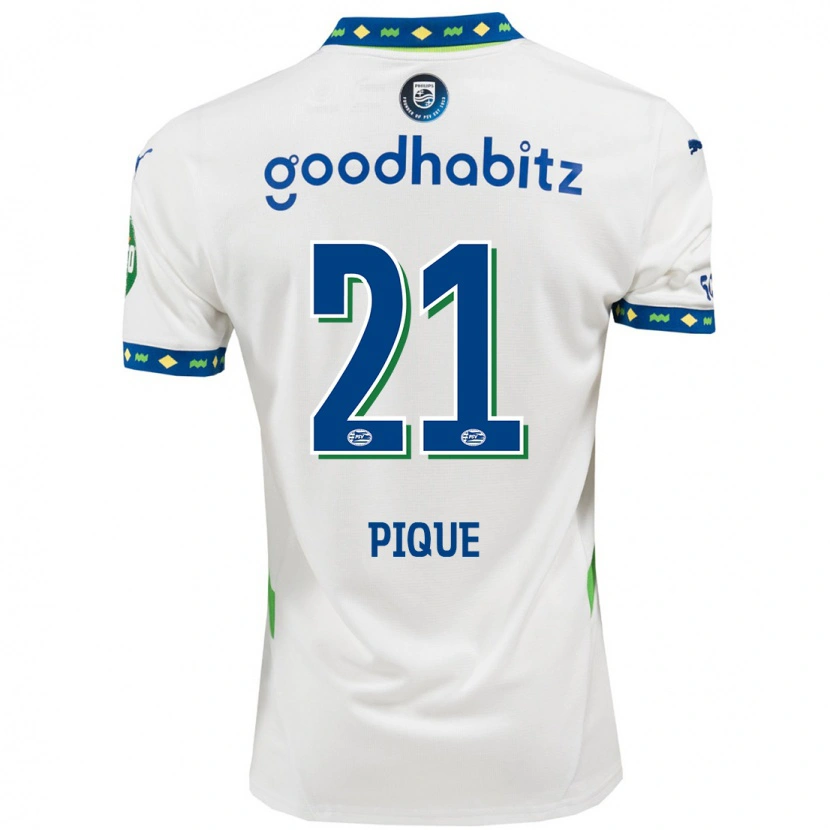 Danxen Mujer Camiseta Naomi Piqué #21 Blanco Azul Oscuro Equipación Tercera 2024/25 La Camisa México