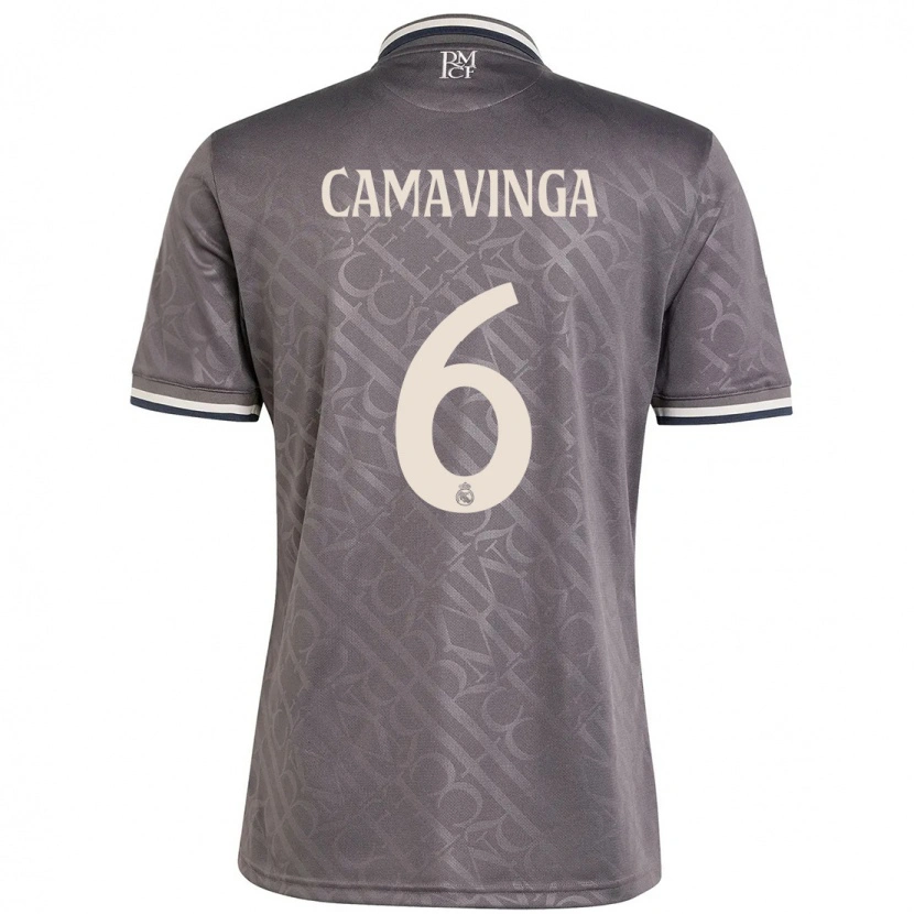 Danxen Mujer Camiseta Eduardo Camavinga #6 Carbón Equipación Tercera 2024/25 La Camisa México