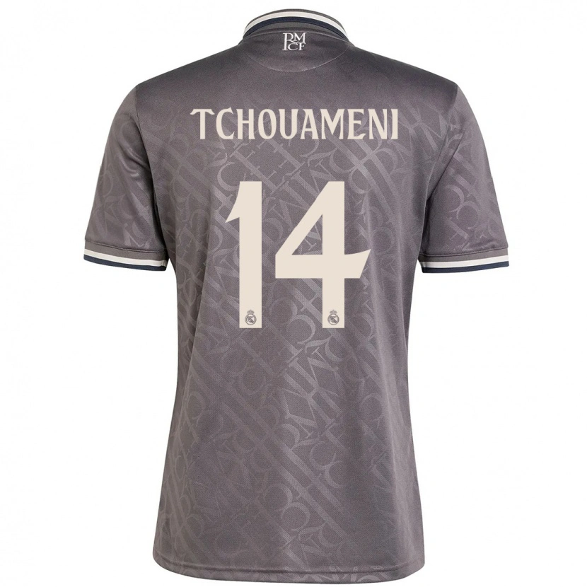Danxen Mujer Camiseta Aurélien Tchouaméni #14 Carbón Equipación Tercera 2024/25 La Camisa México
